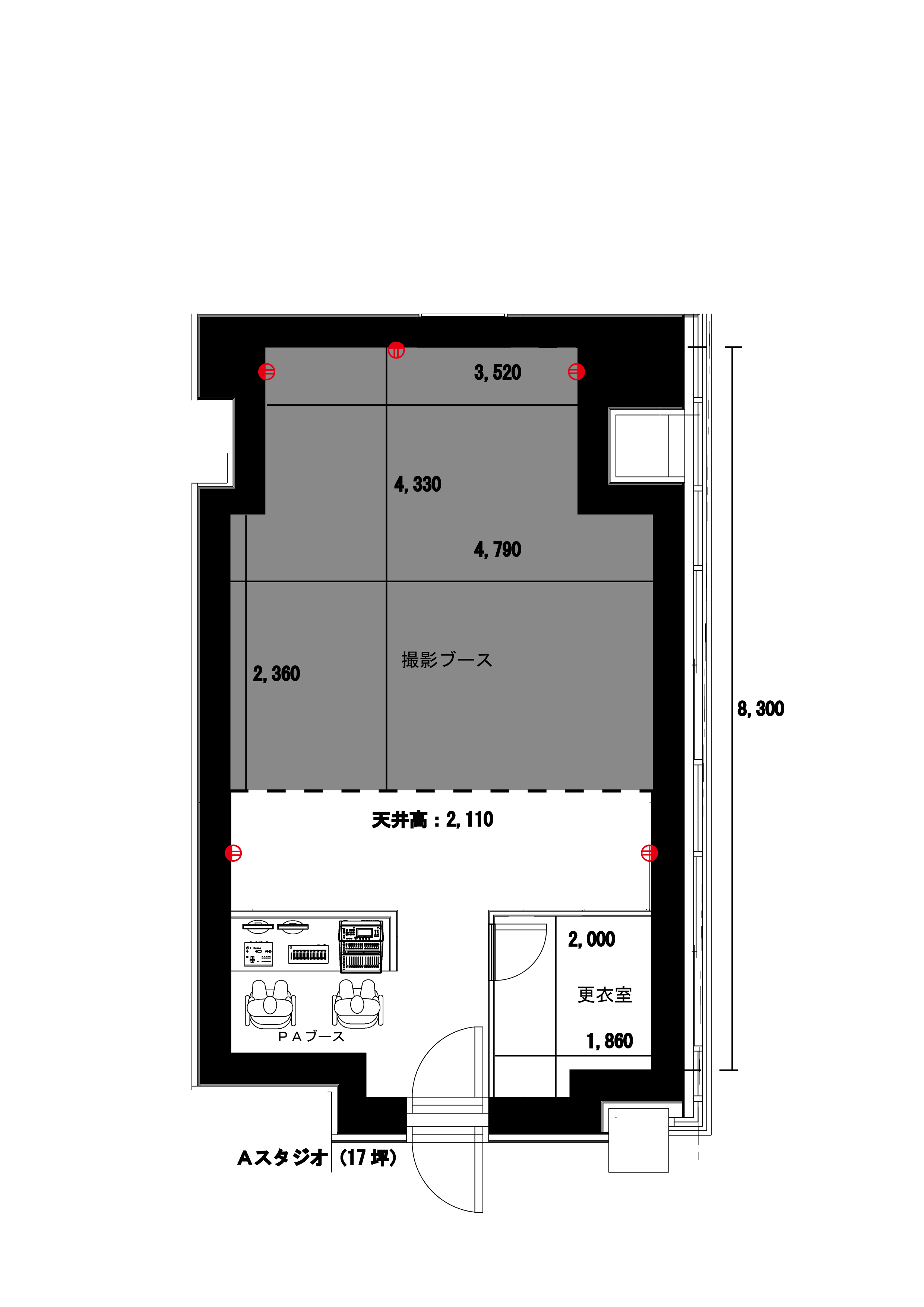 Ustudio Aスタジオの図面1